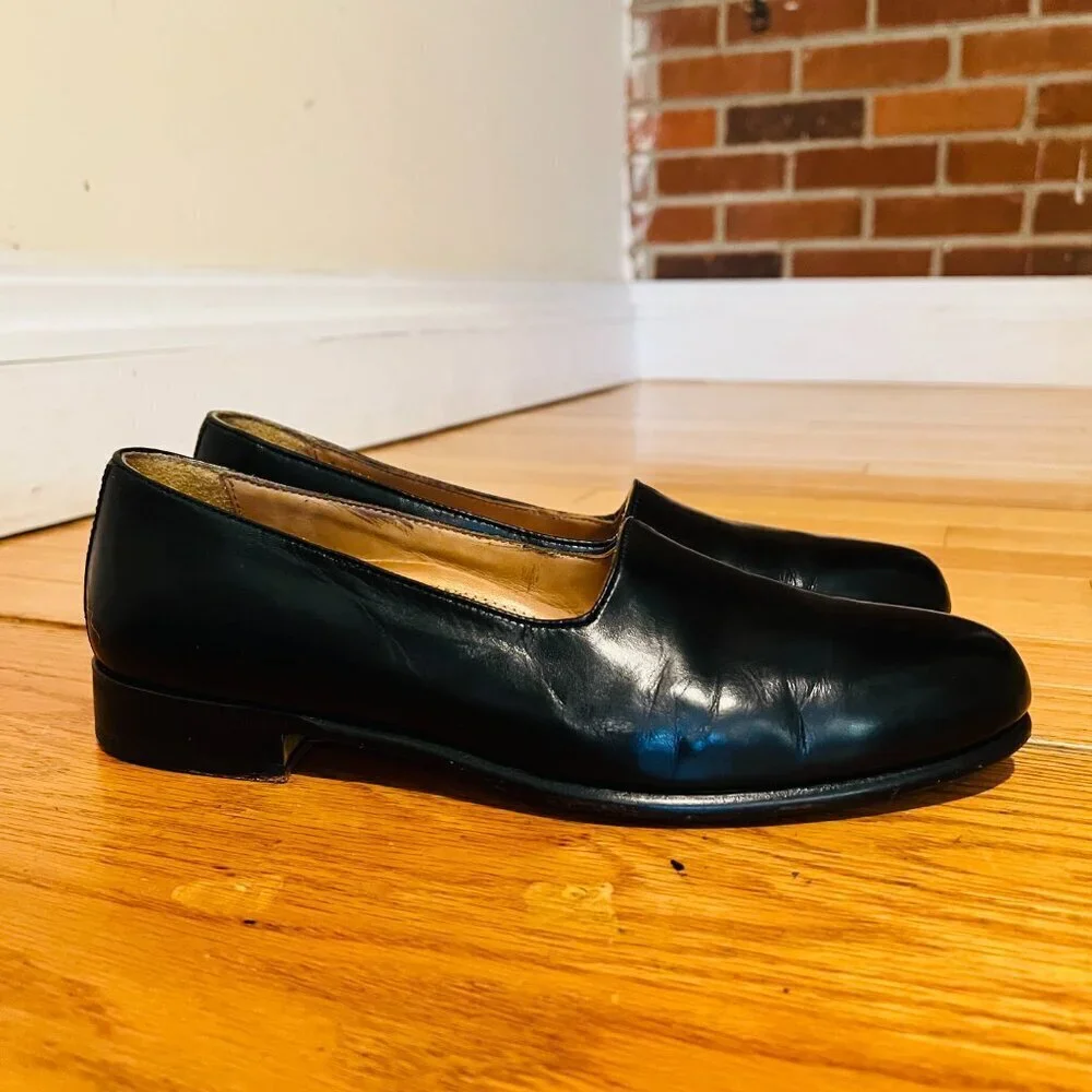 Zelli Men's Leather Black Loafers Flat Oxford Sz 9.5 M, Hand Crafted In Italy.